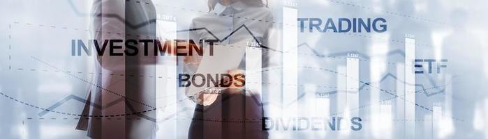 comercio de bonos dividendos etf concepto. fondo para la presentación. foto