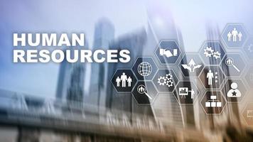 Human Resources HR management concept. Human resources pool, customer care and employees. photo