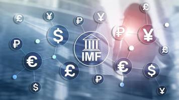 IMF International monetary fund global bank organisation. Business concept on blurred background photo