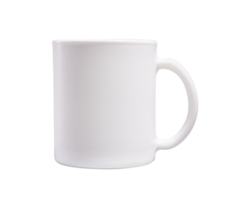 white mug with a handle with a matte finish photo isolate. white mug mockup png