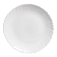 white plate with carved edge top view photo isolate. white plate mock up png