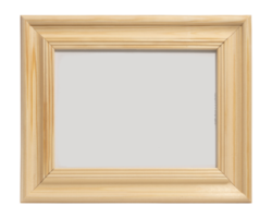 wide wooden frame made of light wood photo isolate. horizontal photo frame with white center. wooden frame mock up png