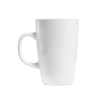 isolat de photo de tasse brillante en verre blanc haut. maquette longue tasse blanche png