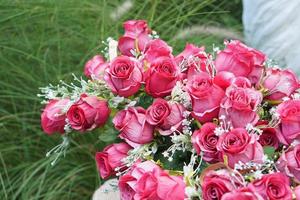 Roses on the table for Valentine's Day photo