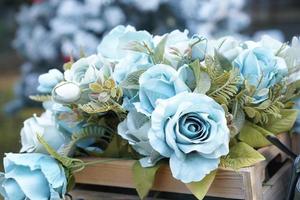 Roses on the table for Valentine's Day photo