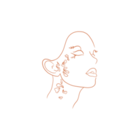 Women's Face With Flowers Line Art png