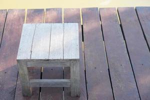 Old wooden floor for sitting by the pool photo