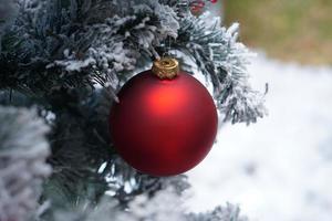 Balls on the Christmas tree in the new year photo