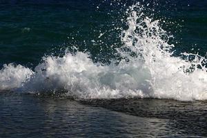 Strong wind and storm on the Mediterranean Sea. photo