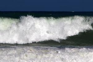 Strong wind and storm on the Mediterranean Sea. photo