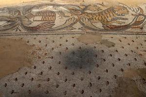 Mosaic on the ruins of an ancient fortress in Israel. photo