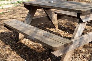 Bench for rest in the city park on the seashore. photo