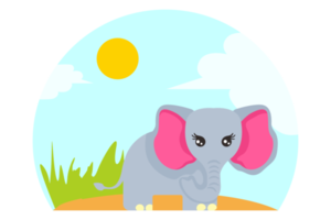 adorable elefante en la naturaleza para el diseño png