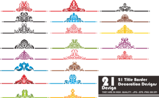 ensemble de conception de bordure d'ornement de titre png