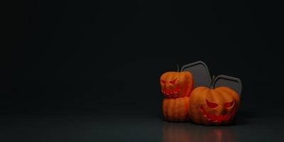 3d halloween background with pumpkin on 3d rendering photo