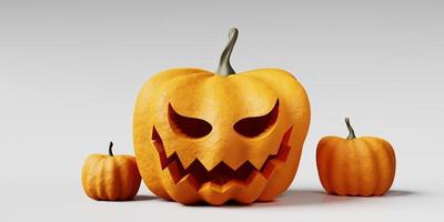 3d halloween pumpkin isolated on white background. 3d rendering halloween concept photo