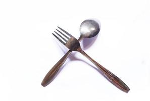 isolated studio photo spoon and fork on white background