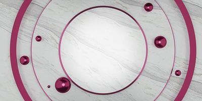 golden circle frame on the marble wall Empty golden frame and background simple minimalist style interior backdrop Space for text 3D illustration photo