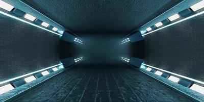 Sci Fy Neon Glow Dark Corridor spaceship corridor tunnel futuristic technology Empty tunnel room with glowing neon colors background 3D illustration photo