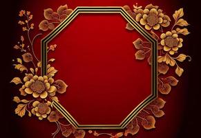 Chinese luxury frame background red and gold color with asian elements for decorated with copy space, Happy Chinese new year concept photo