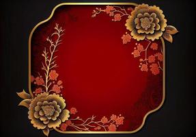 Chinese luxury frame background red and gold color with asian elements for decorated with copy space, Happy Chinese new year concept photo