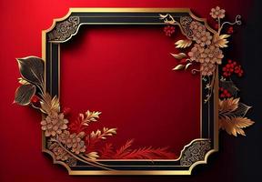 Chinese luxury frame background red and gold color with asian elements for decorated with copy space, Happy Chinese new year concept photo