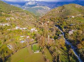 Amazing view of the countryside from the air. green village photo