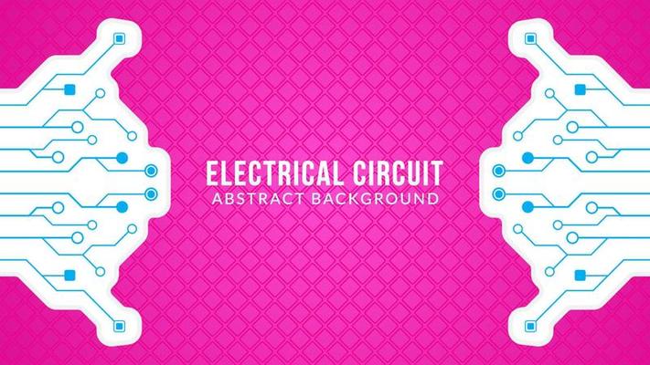 Retro Electronic Tree Shape Vector Illustration. Circuit Board with Diamond Geometric Pattern. Abstract Background Design Template. Pink, Blue and White Color Theme.