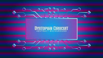 Cyberpunk Circuit in Gradient Bar Pattern. Dystopian Electronic Tree with Rectangle Shape. Vector Illustration. Abstract Background Design Template. Blue Pink Purple Violet Gradient Color Theme.