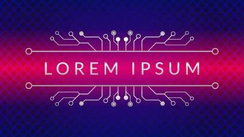 Cyberpunk Circuit With Diamond Geometric Pattern. Metallic Electronic Tree Shape Vector Illustration. Dystopian Abstract Background Design Template. Dark Blue Pink Magenta Gradient Color Theme.
