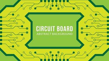 Retro Cartoon Motherboard Vector Illustration. Circuit Board With Electronic Tree Shape. Abstract Background Design Template. Green And Yellow Color Theme.