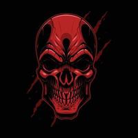 The Red Skull with Scratches on the Back Vector Design for T-Shirt and Apparel Design.