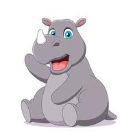 lindo rinoceronte de dibujos animados sentado ilustración vectorial vector