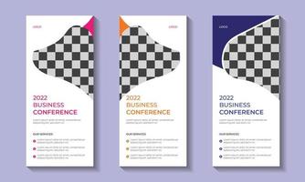 Roll up banner design set. Creative business conference roll up banner and standee banner design template. vector