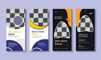 Roll up banner design for social media print template. Corporate home sale vertical roll up banner design template. vector
