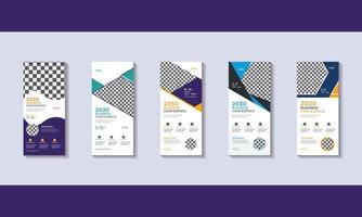 Modern business conference roll up banner and standee banner design template. vector illustration.