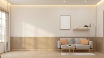 Minimalist style empty room decorated with sofa and picture frame. 3d rendering photo