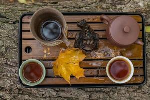 Traditional chinese tea ceremony prepared by human photo