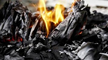 Closeup Of Paper On Fire In Karachi Pakistan 2022 photo