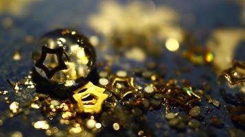 Close-up Of water drop with glitter on it in different colorful loghts in Karachi Pakistan 2022 photo