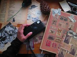 Vintage Desk Top Setting With Typewriter and Old Books In Karachi Pakistan 2022 photo