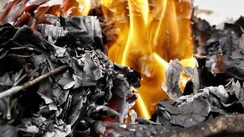 Closeup Of Paper On Fire In Karachi Pakistan 2022 photo