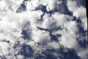 Fluffy White Clouds On Bright Blue Sky in Karachi Pakistan 2022 photo