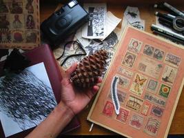 Vintage Desk Top Setting With Typewriter and Old Books In Karachi Pakistan 2022 photo