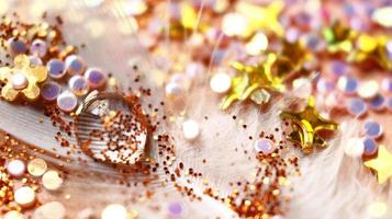 Close-up Of water drop with glitter on it in different colorful loghts in Karachi Pakistan 2022 photo