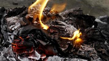 Closeup Of Paper On Fire In Karachi Pakistan 2022 photo