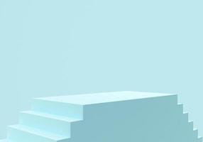 Abstract minimal background. Blue steps, stairs on blue background. Blank pedestal, empty podium. Architectural element, Isolated object, primitive shape. Product showcase, shop display. photo