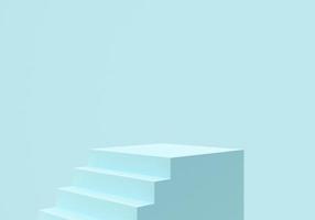 Abstract minimal background. Blue steps, stairs on blue background. Blank pedestal, empty podium. Architectural element, Isolated object, primitive shape. Product showcase, shop display. photo