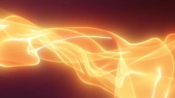 Abstract yellow orange glowing with bright fire energy magic waves from lines on a dark background. Abstract background. Video in high quality 4k, motion design