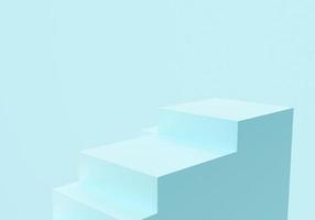 Abstract minimal background. Blue steps, stairs on blue background. Blank pedestal, empty podium. Architectural element, Isolated object, primitive shape. Product showcase, shop display. photo